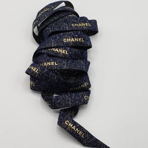 Chanel Navy Gold Holiday Ribbon 110 inches
